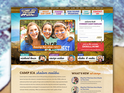 Malibu Summer Camp Homepage homepage malibu sand summer camp texture ui waves wood