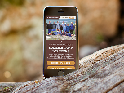 Teen Summer Camp Mobile UI brown mobile nature orange responsive summer camp teen