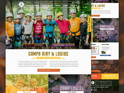 Summer Camp Homepage climbing maryland nature outdoors purple summer camp user interface yellow