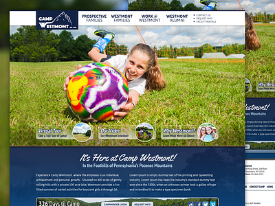 Pennsylvania Summer Camp Homepage children grass kids pennsylvania poconos summer camp ui