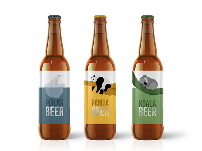 Eco Beer animals beer beer label bottle branding ecology flat illustration koala packaging panda polar bear vector