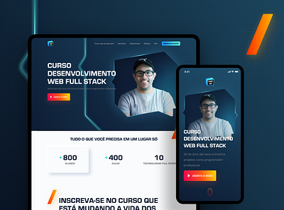 ProgBR - Developer course landing page backend brand code course design desktop developer frontend gradient illustration landing page mobile sale site ui ux web