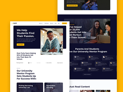 College Shortcuts - Website Rebuild college design landing page product design ui university ux
