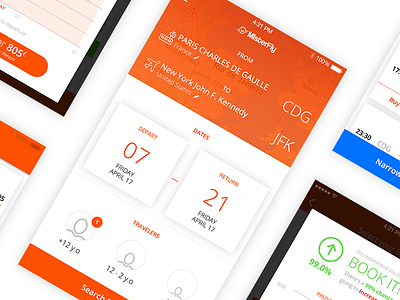 MisterFly airplane app design flight price travel trip ui ux