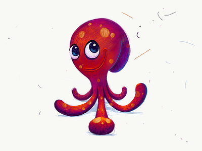 Little Octopus animal cute draw illustration ipadpro octopus sea sketch