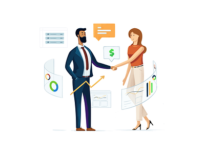 Business handshake deal SAAS illustration business chart chat crm deal illustration illustrator landing page leads money saas sales vector