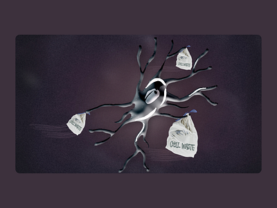 Microglia, the trash collector als biology illustration medical mnd science