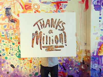 Thanks A Million cardboard lettering sign type typography