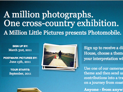 Million Little Pictures cameras css3 disposable photos pictures website