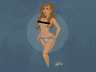Commissioned Pin-up character design drawing illustration pin up