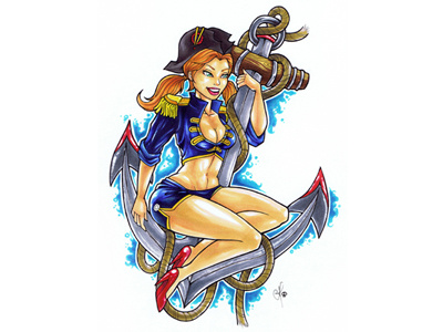 Yaarrrggh! anchor pinup pirate sailor