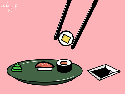 sushi :) chopsticks drawing first shot food illustration illustrator japanese food maki nigiri soy sauce sushi wasabi