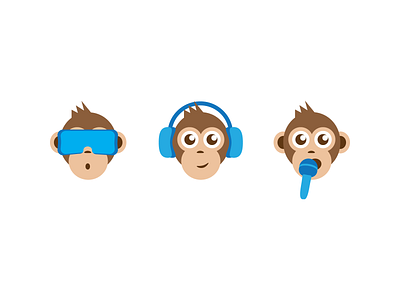 3 wise monkeys illustration vector