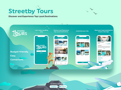 StreetBy Tours booking app destinations tours travel app ui design
