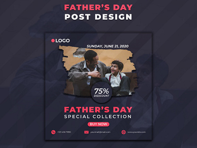 Fathers Day Social Media Poster Template Design for Instagram