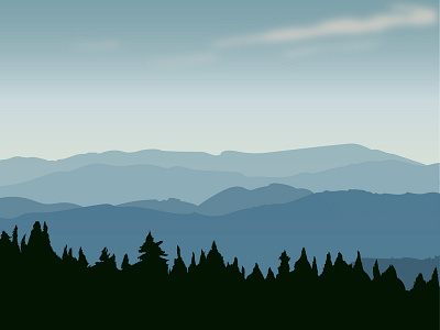 Dark Blue Mountain Illustration Design