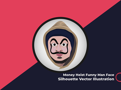 Money Heist Funny Man Face Silhouette Vector Illustration angry art avatar bank bearded man burglar burglary cartoon character cheerful colorful crime