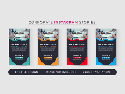 Corporate Instagram Story Design with 4 Color Variation abstract background business concept design flyer layout leaflet marketing modern pattern template