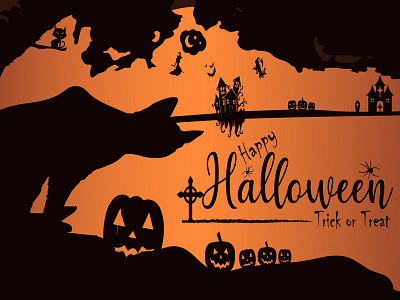 Happy Halloween Horizontal Background Design bat black blue cemetery cross death grave graveyard halloween hand happy halloween holiday