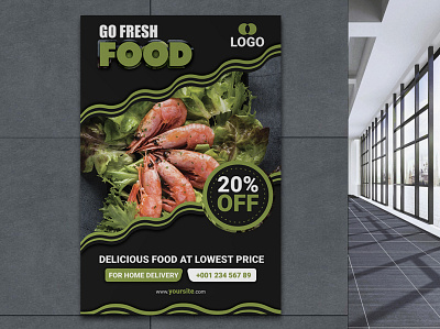 Restaurant Fresh Food Poster Template alfaysal360 background banglarfreelancer banner business cafe card covid19 design flyer food graphic illustration menu poster restaurant template vector vintage