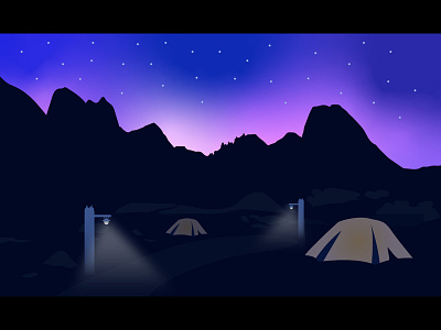 Two Tent on Mountain Illustration Design