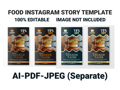 Chicken Tacos Food Instagram Story Design background banner business design food graphic illustration modern sale set template vector