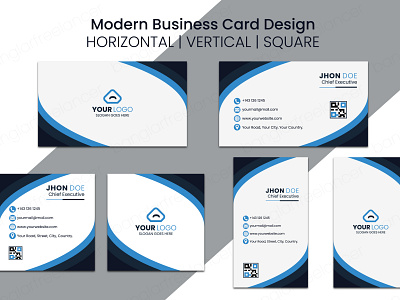 Three Types Modern Business Card Design Template abstract alfaysal360 background banglarfreelancer business businesscard card design design graphic horizontal horizontal business card illustration minimalist modern modern business card design square square business card design template vertical vertical business card design