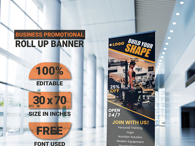 Modern Fitness Roll Up Banner Design