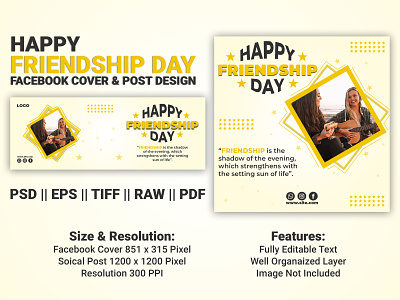 Happy Friendship Day Facebook Cover and Social Post Design