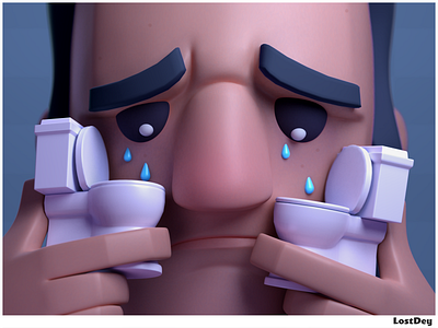 Tearbuds... 3d cartoon character character design creative crying emotions illustration technology webcomic