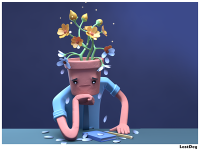New growth... 3d cartoon cg character character design design flowers illustration personal growth plant webcomic