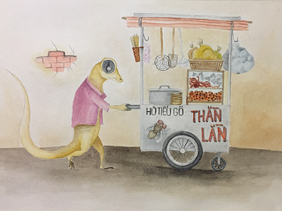 Lizard vendor seller conceptart handdrawing illustration watercolor