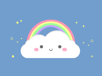 Happy cloud adobe illustrator cloud creative drawing emoji flat graphicsdesign illustration kawaii rainbow vector vectorart