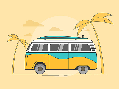 Travel bus adobe illustrator adventure design drawing flat illustration summer travel travel bus vector vectorart volkswagen