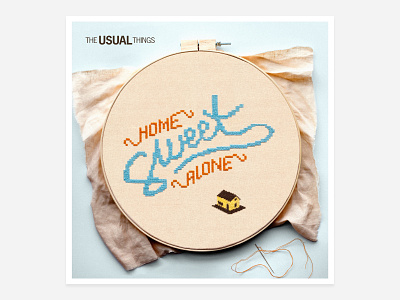 Home Sweet Alone album artwork needlepoint print