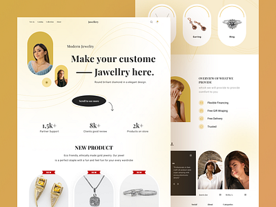 Jewelry Landing Page beauty catalogue clean collection colorful ecommerce exploration header jewelry landing page layout minimalist model ui ux web website yellow