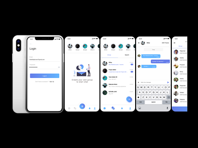 Chat App app appdesign application blue branding chat chatapp design font local message messaging minimal mobile ui ux