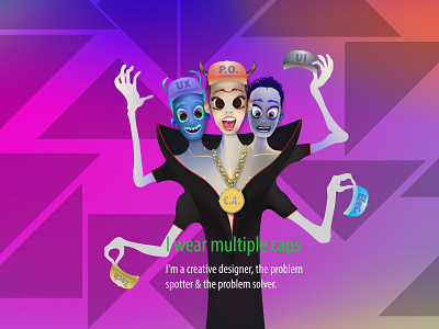 Moji - I wear multiple caps app branding design illustration illustrator ui ux vector web website