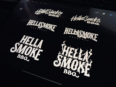 Hella Smoke BBQ Variations brush lettering brush script calligraphy design handmade lettering logo text logo typography