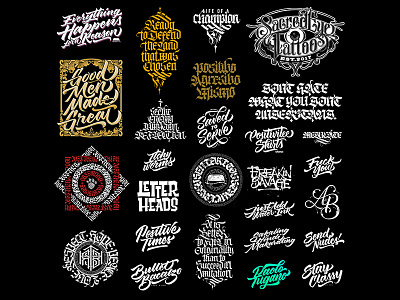 2017 Typography Work Collection calligraphy digital type lettering tshirt designs typography