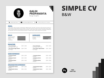 Simple Curriculum Vitae blackandwhite cv design design indonesia simple
