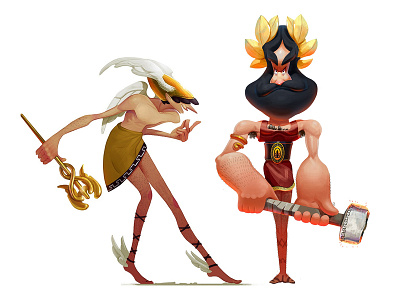 Olympian gods character concept illustration