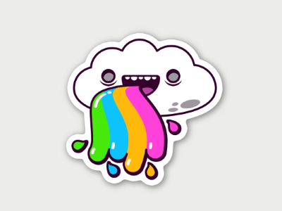 cloud sticker cloud happy puke rainbow