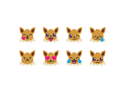 eevee emoji cry eevee emoji happy icons kiss pokemon sad