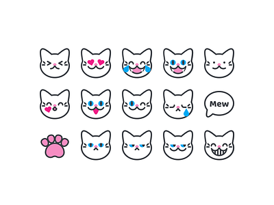cat emoji - new version app brand cat chat design emoji eye happy heart icon icons icons set kitten like logo love mew paw speech sticker