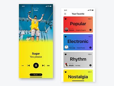 Music player app icon ui ux 应用 极简主义 界面 设计 音乐播放器