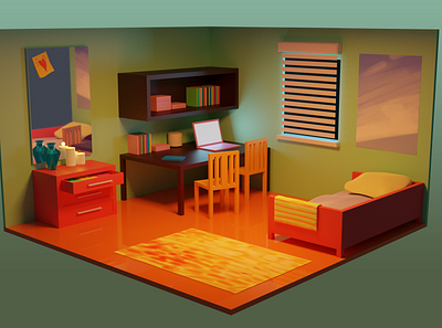 3D ROOM 3d 3d art 3d artist 3d modeling blender lowpoly room