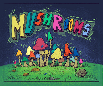 Mushrooms 2d art artist artwork illustration typography