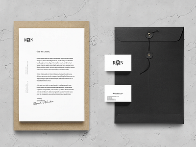 Ronnie Norder Stationery brand brand identity branding branding and identity branding design businesscard company logo design logo logo design logodesign logos minimal minimalistic modern modern logo monogram photorealistic stationery stationery design