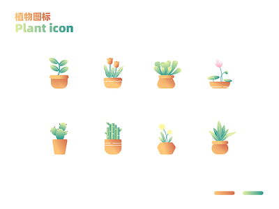 一组可爱的植物图标 dailyui design logo ux 板式